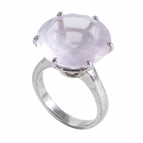 Ab Ove - Ring in Silver with Pink Quartz Stone ct 20 - Iris Collection - Handcrafted Ring - High Quality Luxury