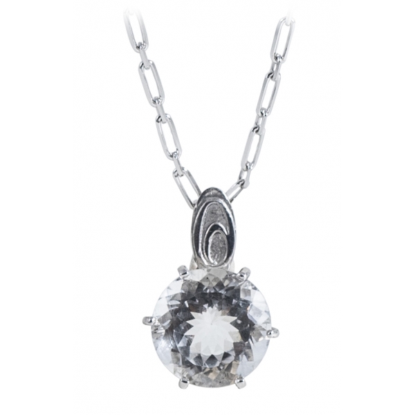 Ab Ove - Pendant in Silver with Rock Crystal Stone ct 20 - Iris Collection - Handcrafted Necklace - High Quality Luxury