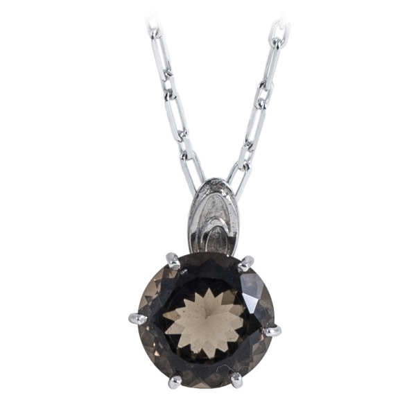 Ab Ove - Pendant in Silver with with Fumè Quartz Stone ct 20 - Iris Collection - Handcrafted Necklace - High Quality Luxury