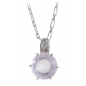 Ab Ove - Pendant in Silver with with Pink Quartz Stone ct 20 - Iris Collection - Handcrafted Necklace - High Quality Luxury