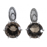 Ab Ove - Earrings in Silver with Fumè Quartz Stone ct 20 - Iris Collection - Handcrafted Earrings - High Quality Luxury