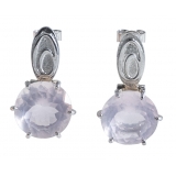 Ab Ove - Orecchini in Argento con Quarzo Rosa ct 20 - Collezione Iris - Orecchini Artigianali - Alta Qualità Luxury
