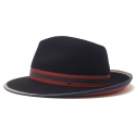 Doria 1905 - Delage - Fedora Hat Saraceno Black Laque Red - Accessories - Handmade Artisan Italian Cap