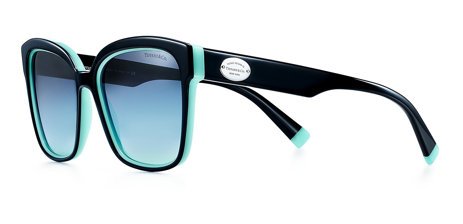 Square Sunglasses - Black Tiffany Blue 