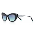 Tiffany & Co. - Occhiale da Sole Cat Eye - Nero Argento Blu - Collezione Diamond Point - Tiffany & Co. Eyewear