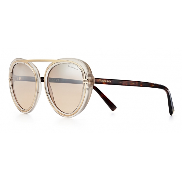 Tiffany & Co. - Pilot Sunglasses - Light Gray Pale Gold Brown - Tiffany T Collection - Tiffany & Co. Eyewear