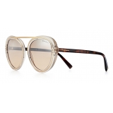 Tiffany & Co. - Occhiale da Sole Pilot - Grigio Dorato Chiaro Marroni - Collezione Tiffany T - Tiffany & Co. Eyewear