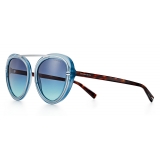 Tiffany & Co. - Occhiale da Sole Pilot - Azzurro Argento Blu - Collezione Tiffany T - Tiffany & Co. Eyewear