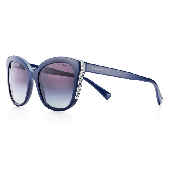 Tiffany & Co. - Square Sunglasses - Blue Silver Gray - Tiffany Diamond Point Collection - Tiffany & Co. Eyewear
