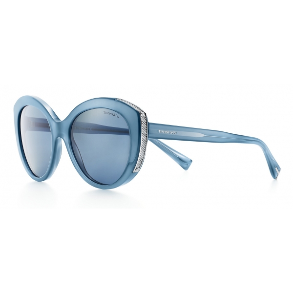 Tiffany & Co. - Occhiale da Sole Cat Eye - Azzurro Argento Blu Scuro - Collezione Diamond Point - Tiffany & Co. Eyewear