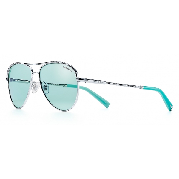 Tiffany & Co. - Pilot Sunglasses - Silver Tiffany Blue - Tiffany Diamond Point Collection - Tiffany & Co. Eyewear
