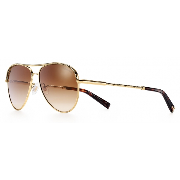 Tiffany & Co. - Pilot Sunglasses - Gold Brown - Tiffany Diamond Point Collection - Tiffany & Co. Eyewear