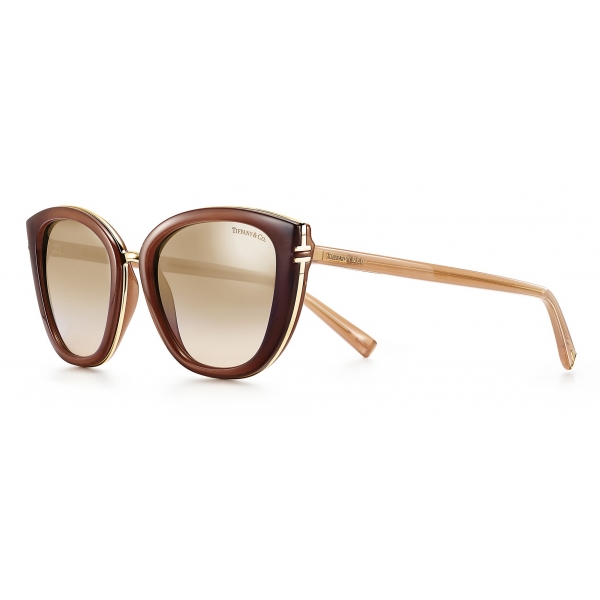 Tiffany & Co. - Square Sunglasses - Opal Beige Brown Silver - Tiffany T Collection - Tiffany & Co. Eyewear