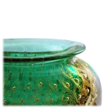 Ars Cenedese Murano - Bollinato Bown 24k Gold - Green - Handcrafted Venetian Vase Handmade by Venetian Glassmasters - Luxury