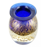 Ars Cenedese Murano - Bollinato Bown 24k Gold - Blue Normal - Venetian Vase Handmade by Venetian Glassmasters - Luxury