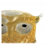 Ars Cenedese Murano - Bollinato Owl 24k Gold - White - Handcrafted Venetian Vase Handmade by Venetian Glassmasters - Luxury