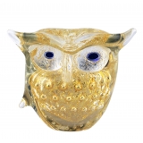 Ars Cenedese Murano - Bollinato Owl 24k Gold - Crystal - Handcrafted Venetian Vase Handmade by Venetian Glassmasters - Luxury