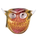 Ars Cenedese Murano - Bollinato Owl 24k Gold - Ruby - Handcrafted Venetian Vase Handmade by Venetian Glassmasters - Luxury