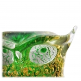 Ars Cenedese Murano - Bollinato Owl 24k Gold - Green - Handcrafted Venetian Vase Handmade by Venetian Glassmasters - Luxury