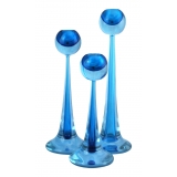 Ars Cenedese Murano - Set of Sommerso Candlesticks - Bicolor Blue - Candlesticks Handmade by Venetian Glassmasters - Luxury