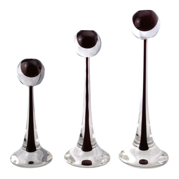 Ars Cenedese Murano - Set of Sommerso Candlesticks - Monocolor Red - Candlesticks Handmade by Venetian Glassmasters - Luxury