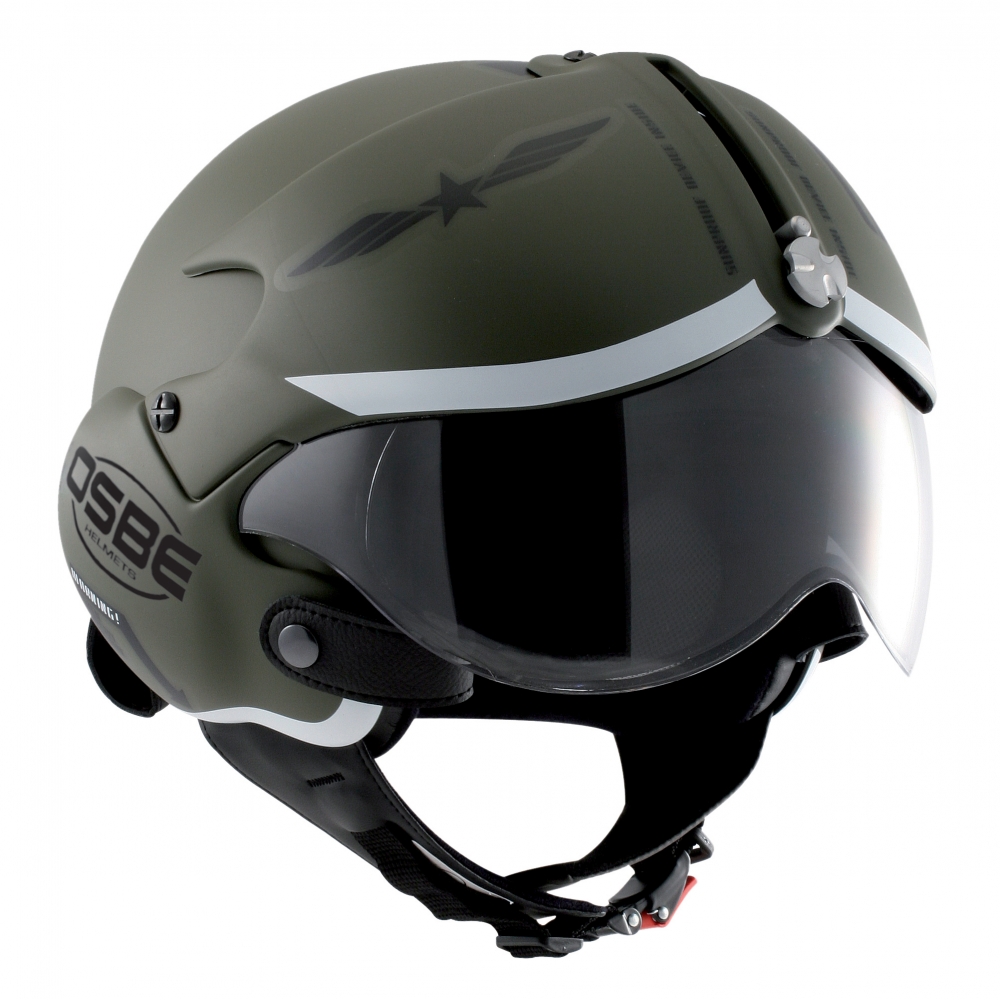 Osbe Italy - Tornado Mat Green Military Graphic - Motorcycle Helmet
