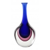 Ars Cenedese Murano - Sommerso Bottle - Ruby Blue - Handcrafted Venetian Vase Handmade by Venetian Glassmasters - Luxury
