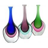 Ars Cenedese Murano - Sommerso Bottle - Ruby Blue - Handcrafted Venetian Vase Handmade by Venetian Glassmasters - Luxury