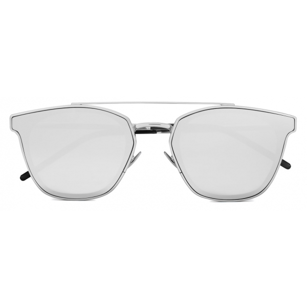 Yves Saint Laurent - Occhiali da Sole Rotondi in Metallo SL 28 - Argento Ossidato - Saint Laurent Eyewear
