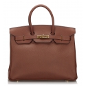 Hermès Vintage - Clemence Terre Birkin 35 Bag - Marrone - Borsa in Pelle e Vitello - Alta Qualità Luxury