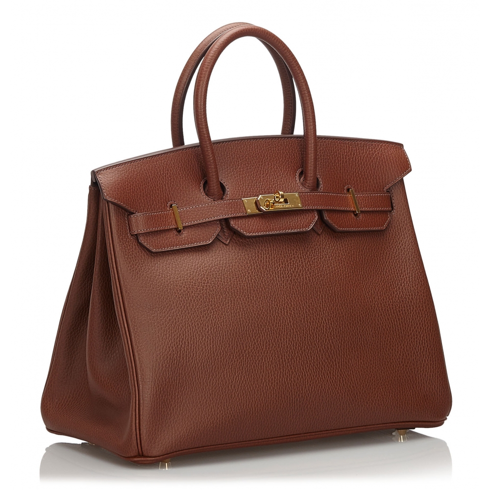 Hermes Vintage Hermes Birkin 35 Cognac Brown Epsom Leather Handbag