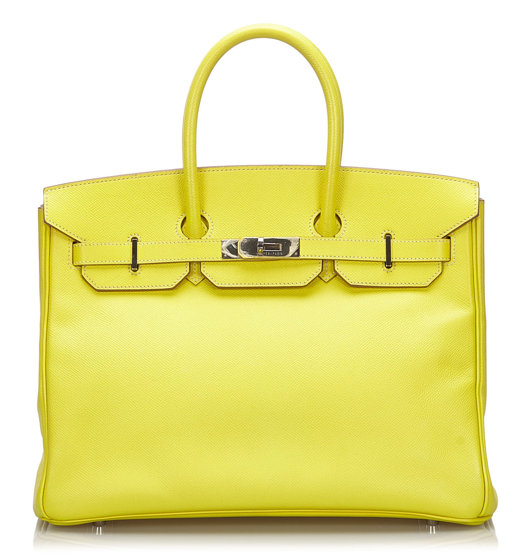 Hermès Birkin 35 handbag in yellow epsom leather and grey interior with PHW  ! at 1stDibs