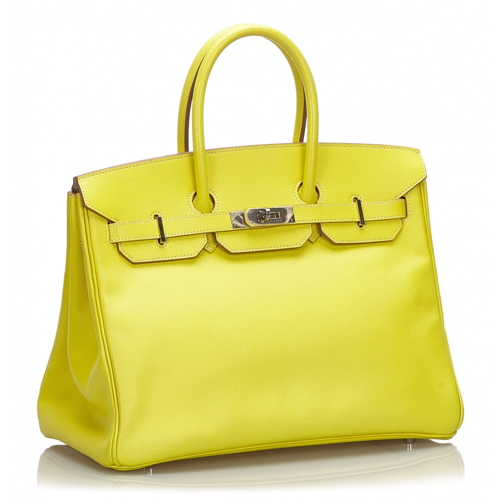 Beautiful Hermes Birkin 35 model bag in lemon yellow lea…
