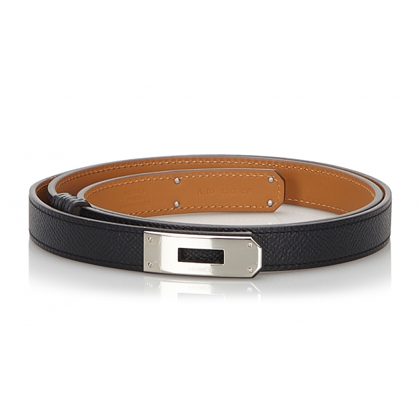 Hermès Vintage - Epsom Kelly Belt - Black Silver - Leather Belt