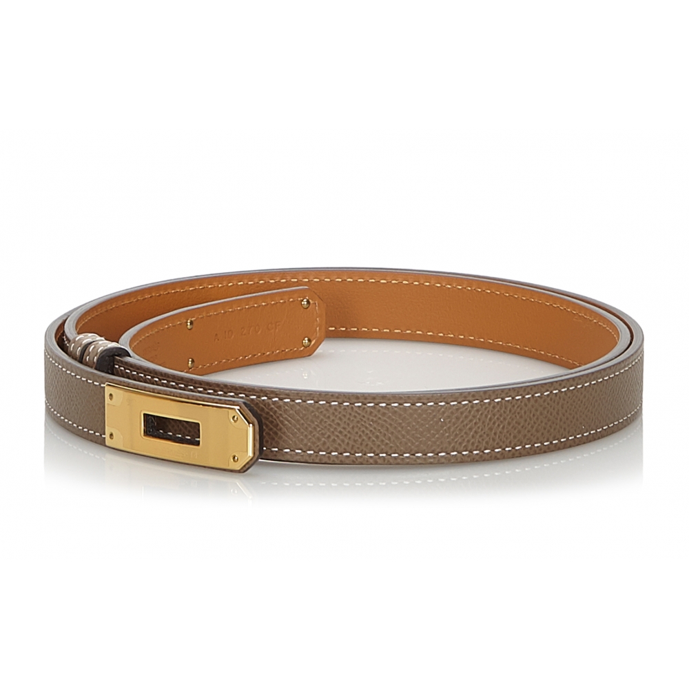 Hermès Vintage - Epsom Kelly Belt - Grey Gold - Leather Belt - Luxury ...