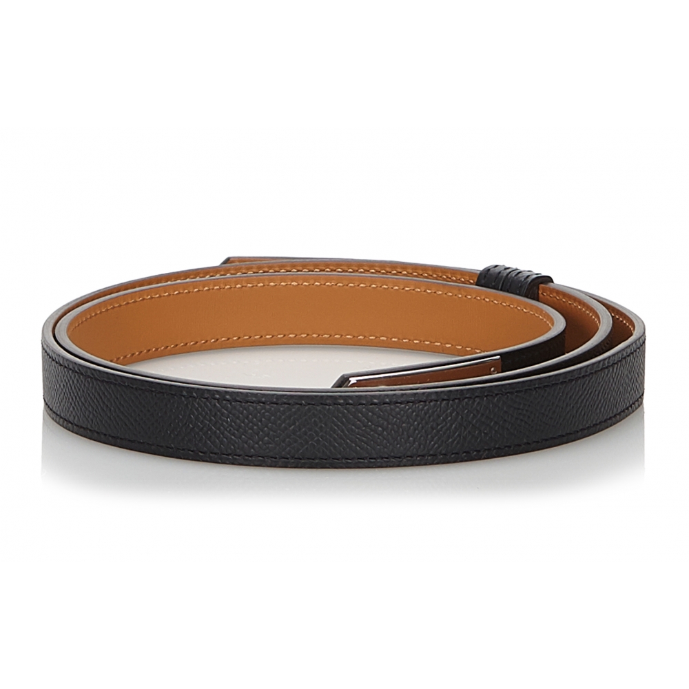 Hermès Vintage - Epsom Kelly Belt - Black Silver - Leather Belt ...