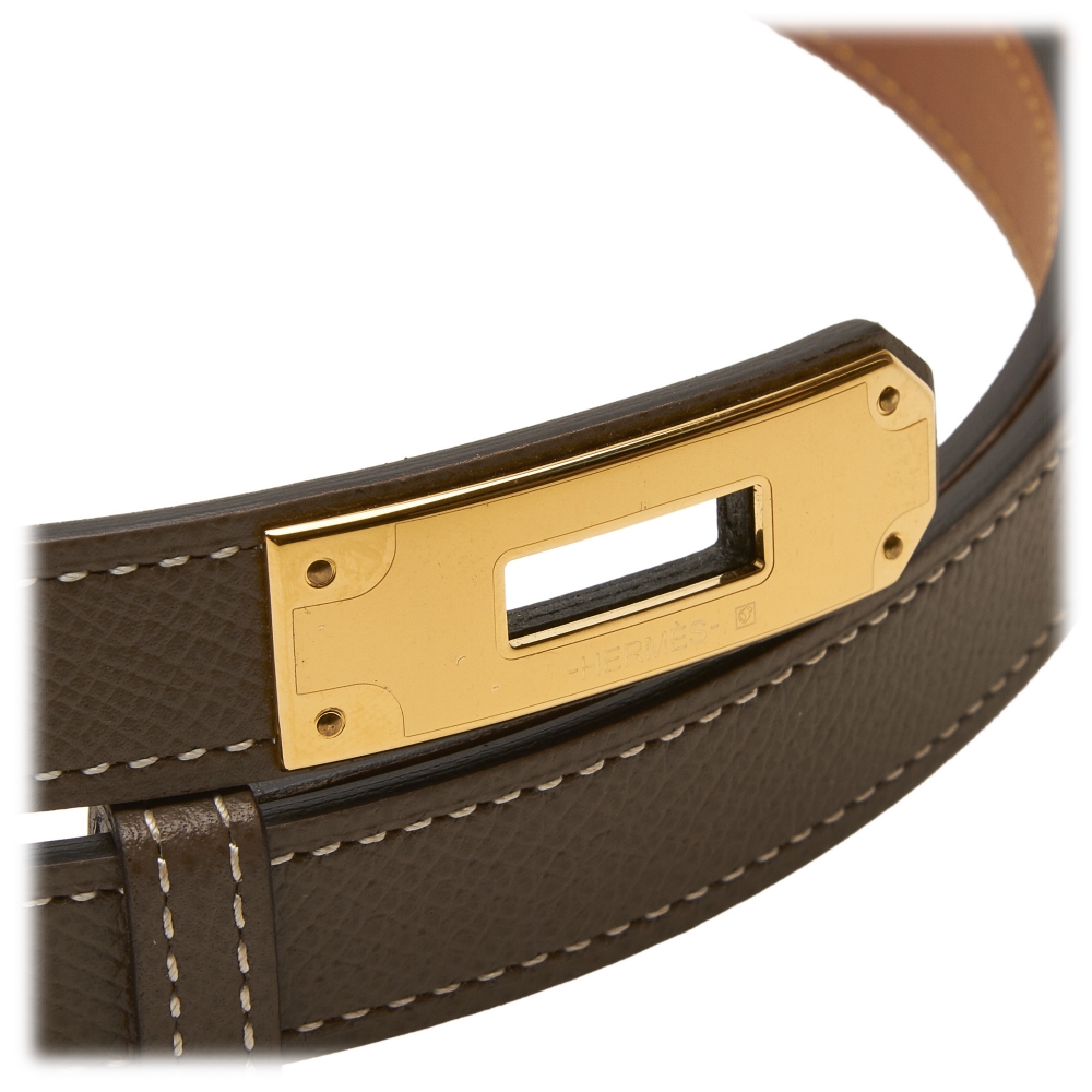 Kelly leather belt Hermès Grey size M International in Leather - 36303788