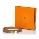 Hermès Vintage - Epsom Kelly Belt - Grigio Oro - Cintura in Pelle - Alta Qualità Luxury
