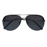 Bulgari - Diagono - Semi-Rimless Aviator Sunglasses - Black - Diagono Collection - Bulgari Eyewear