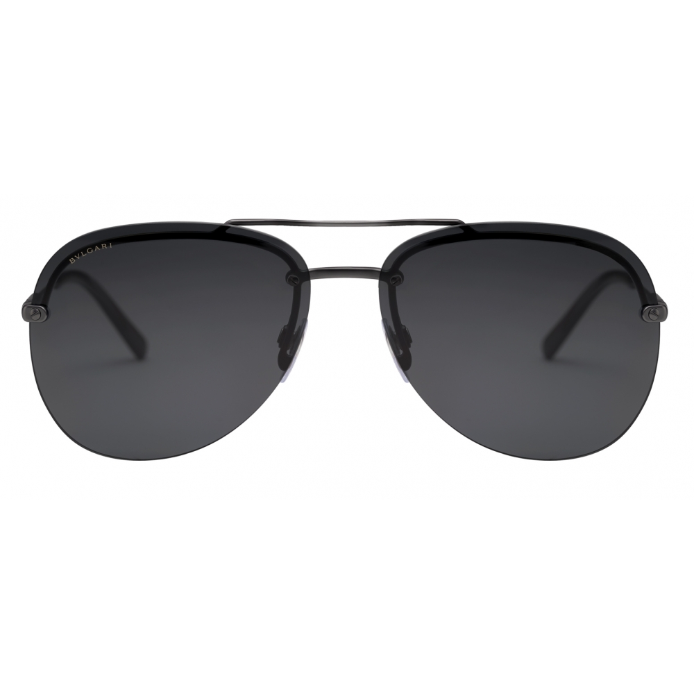 Bulgari - Diagono - Semi-Rimless Aviator Sunglasses - Black - Diagono ...