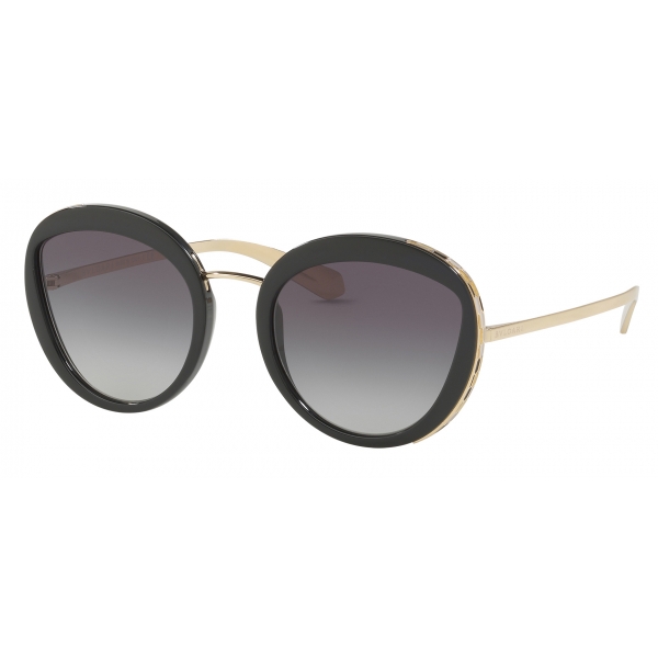 Bulgari - Serpenti - Round Acetate Frame Sunglasses - Black Gold - Serpenti Collection - Bulgari Eyewear