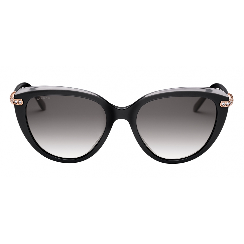 Bulgari - Serpenti - Cat Eye Sunglasses with Browline - Black ...