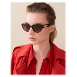 Bulgari - Serpenti - Cat Eye Sunglasses with Décor and Crystals - Dark Havana - Serpenti Collection - Bulgari Eyewear