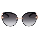 Bulgari - Divas' Dream - Occhiali da Sole Angolari Quadrati con Cristalli - Nero Oro - Divas’ Dream Collection - Bulgari Eyewear