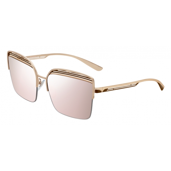 Bulgari - B.Zero1 - B.Overvibe Half-Rim Square Metal Sunglasses - Pink Gold - B.Zero1 Collection  - Bulgari Eyewear