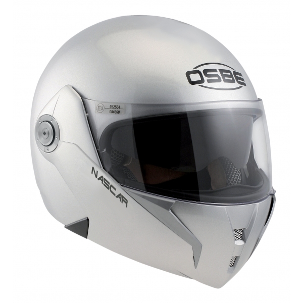 Osbe Italy - Nascar Silver - Motorcycle Helmet - High Quality - Made in Italy