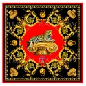 Ilian Rachov - Imperial Jaguar Rosso Silk Scarf - Baroque - Foulard in Seta - Alta Qualità Luxury