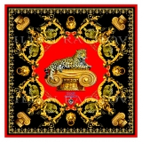 Ilian Rachov - Imperial Jaguar Rosso Silk Scarf - Baroque - Foulard in Seta - Alta Qualità Luxury
