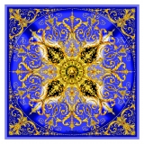 Ilian Rachov - King Blu Rosone Silk Scarf - Baroque - Foulard in Seta - Alta Qualità Luxury