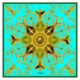 Ilian Rachov - Turquoise Rosone Silk Scarf - Baroque - Foulard in Seta - Alta Qualità Luxury